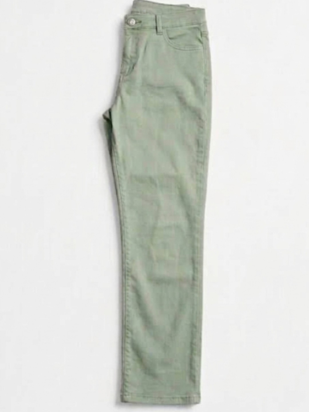 Sage Green High-Rise Skinny Jeans with Back Pocket Embroidery - Size 14/15